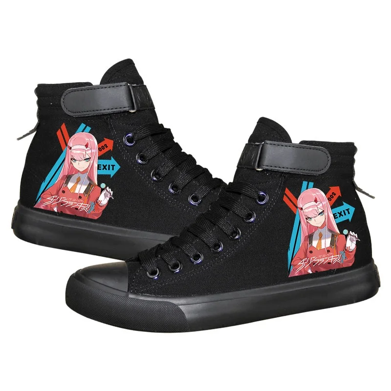 High-Q Unisex Anime DARLING in the FRANXX Canvas Shoes Zero Two CODE 002 HIRO ICHIGO Casual plimsolls rope soled shoes