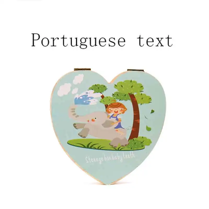 PortugalC Коробка для хранения упавших зубов английский испанский текст для маленьких мальчиков и девочек деревянный ящик для хранения молочных зубов Органайзер держатель - Цвет: PortugalC