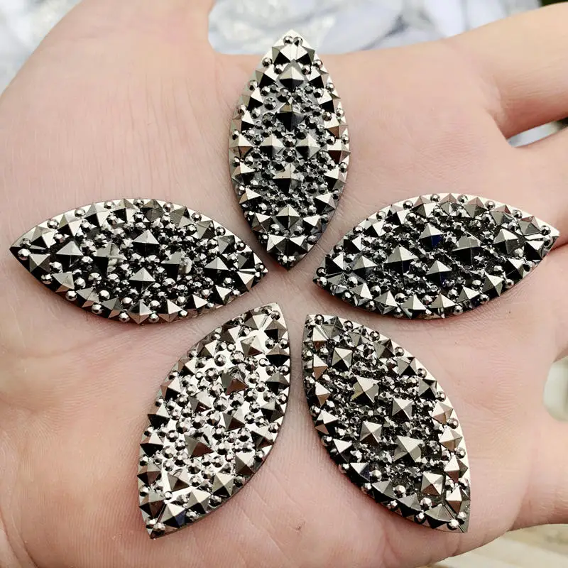 

7*15mm/9*20mm/20*40mm Gun Black Flatback Horse Eye sewing costume Button stones crystals Resin Rhinestone trim -S80