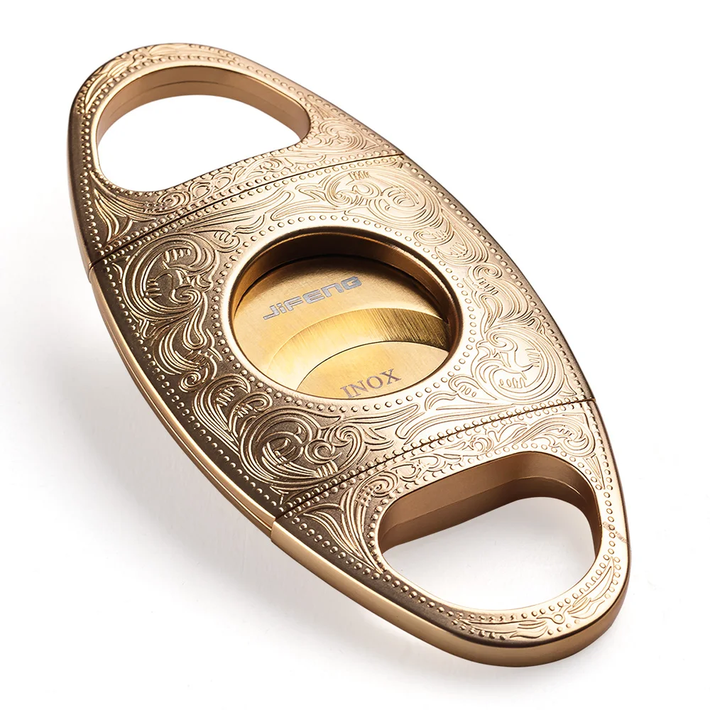 

CIAGARLOONG Bronze Silver Color Embossed Design Guillotine Cigarette Cutting Tool Gift Box Metal Cigar Cutter CL-J61