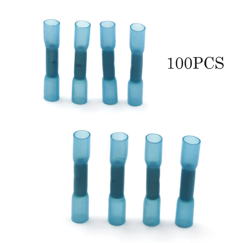 

100PCS/Set Heat Shrink Terminals Waterproof Seal Butt Wire Cable Connectors 16-14 AWG 1.5-2.5mm2 Crimp Terminals Connector Kit