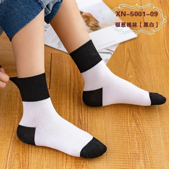 

Autumn winter new bright silk color cotton women's socks Middle tube breathable sweat-absorbent mix sweet pure color socks Women