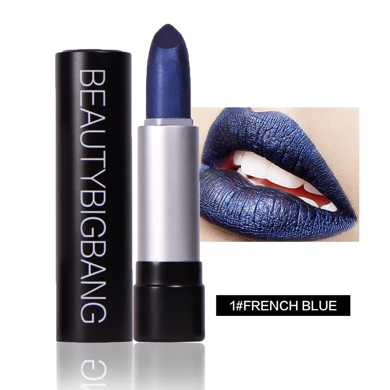 BeautyBigBang Макияж матовая губная помада синий цвет губ косметический пигмент 12 цветов стойкая матовая металлическая помада - Цвет: 1A