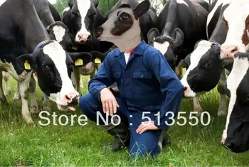 

Halloween Party Adult Dress Up Fancy Costume Latex Cow Head Mask