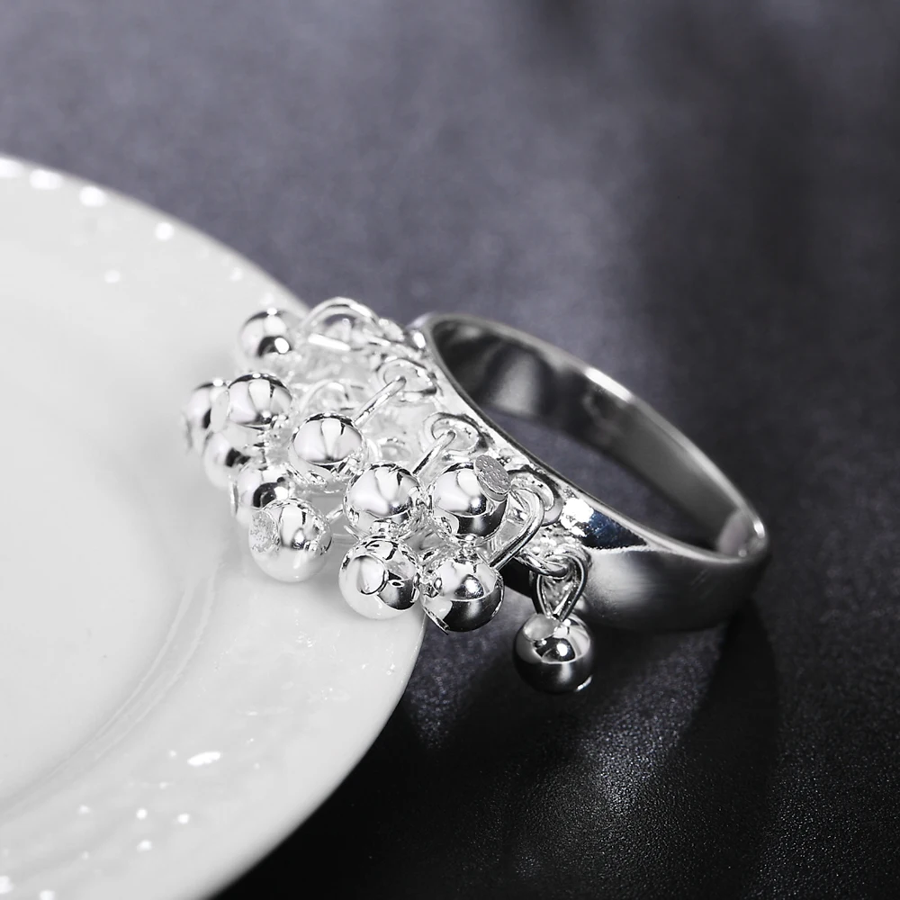 Silver Ring 925 Fashion Wedding Beads Charms For WOMEN Lady Engagement