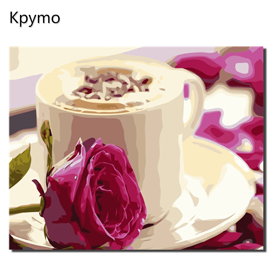 

DIY PBN Arcylic Painting Coffee Pictures By Numbers On Canvas Framed Wall Pictures Art For Living Room Home Decoration VA-0228