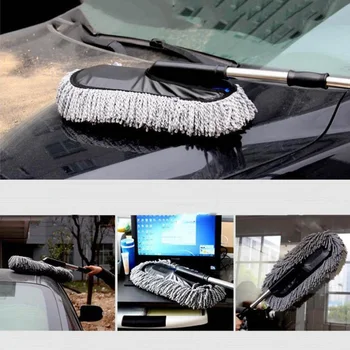 

Microfiber Car Cleaning Brush Auto Window Duster Retractable Long Handle Dust Wax Washable Drag Cleaning Tools