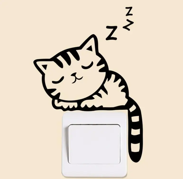 

Black Cat Wall Stickers,Funny Cute Kitty Cartoon Switch Stickers,Hot Children Home Decor Decals Wallsticker