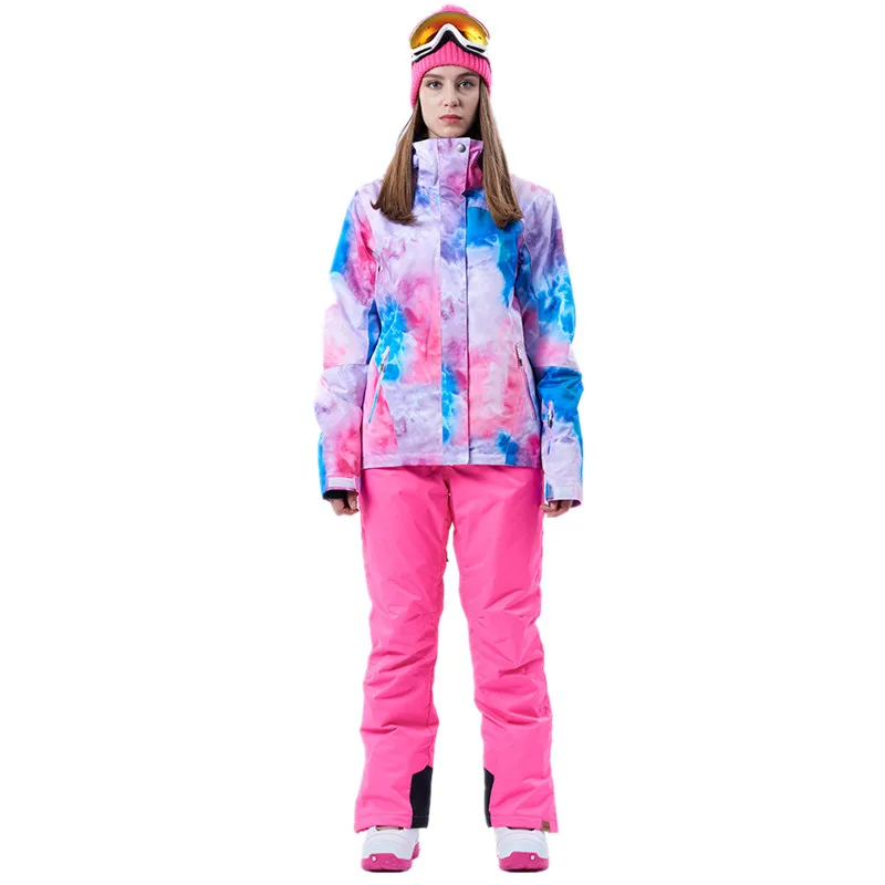Gsou лыжный костюм для женщин, женская куртка для сноуборда, горнолыжный костюм, спортивная водонепроницаемая ветрозащитная куртка для сноуборда+ штаны