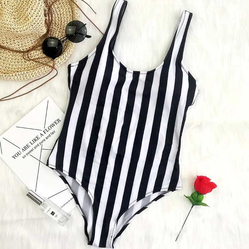 

Color striped black white swimming suit for women sport one piece swimsuit for girls Leotard female swimwear women 2018 monokini