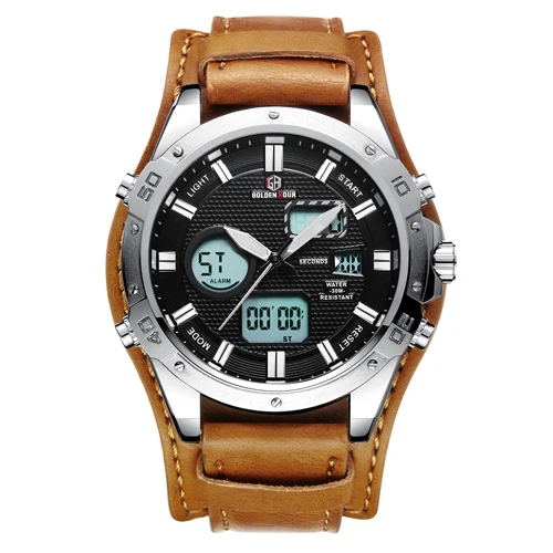 Reloj Hombre GOLDENHOUR модные популярные мужские часы erkek kol saati военные спортивные аналоговые цифровые мужские наручные часы 2019Relogio Masculino - Цвет: S BN