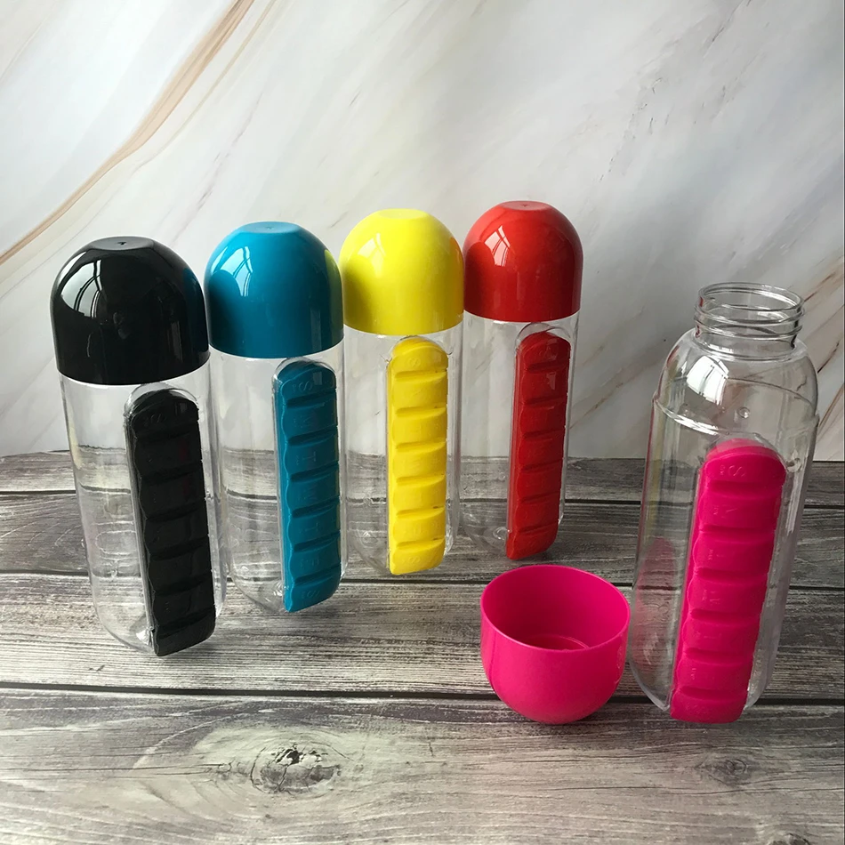 Portable Water Bottle Plastic BPA Free Daily Pill Box Drinking Leak-Proof Bottle Portable Water Bottle Plastic BPA Free Daily Pill Box Drinking Leak-Proof Bottle