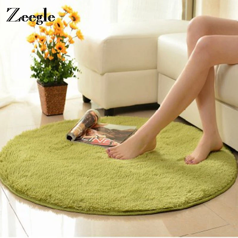 Zeegle мягкий пушистый Толстый круглый ковер для гостиной, противоскользящий детский пол, ковер для спальни, коврик для йоги, мягкий детский игровой коврик