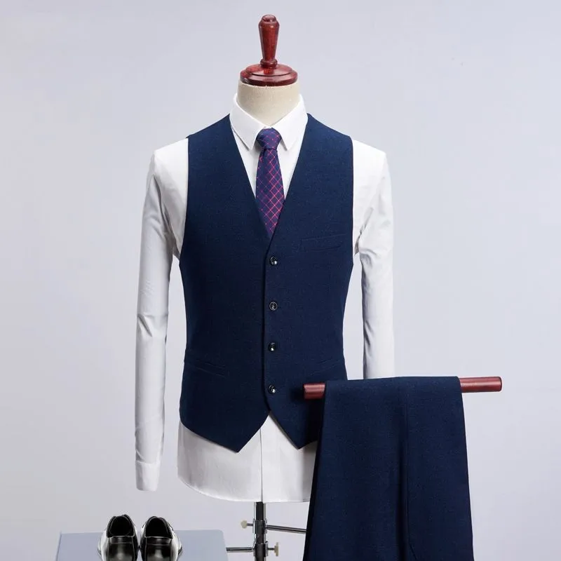 Men Wedding Suits 2019 Elegant Groom Slim Fit Male 3 Piece Suit Pant Coat Latest Designs Business Casual Working Clothes 4XL New