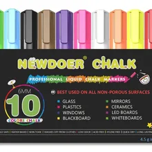 Newdoer 10 цветов жидкий мел, Меловые маркеры-яркий неоновый Жидкий Мел Премиум качество художника Маркер Набор-для детей
