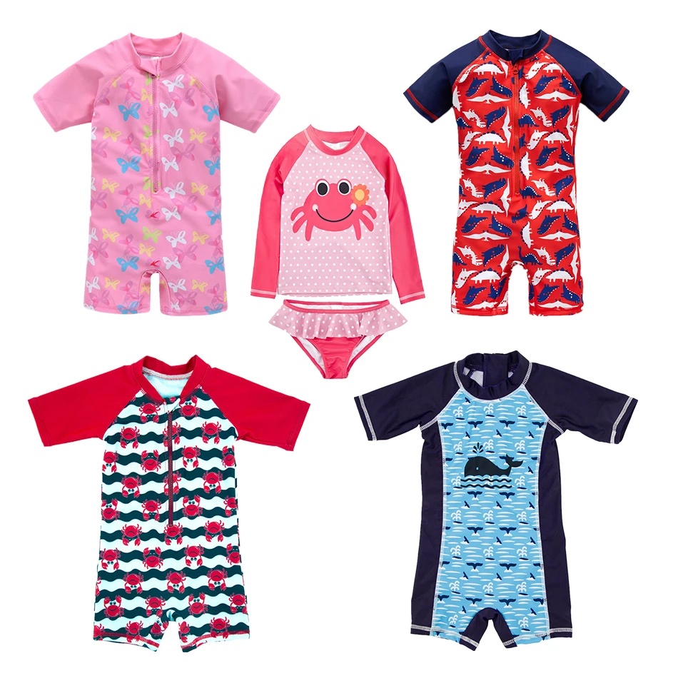 

2019 Baby Boy Girls Swimwear Infant Kids Bathing Suit for Boys Shark Dinosaur Anchor Short Sleeve One Pieces Children's Swimsuit
