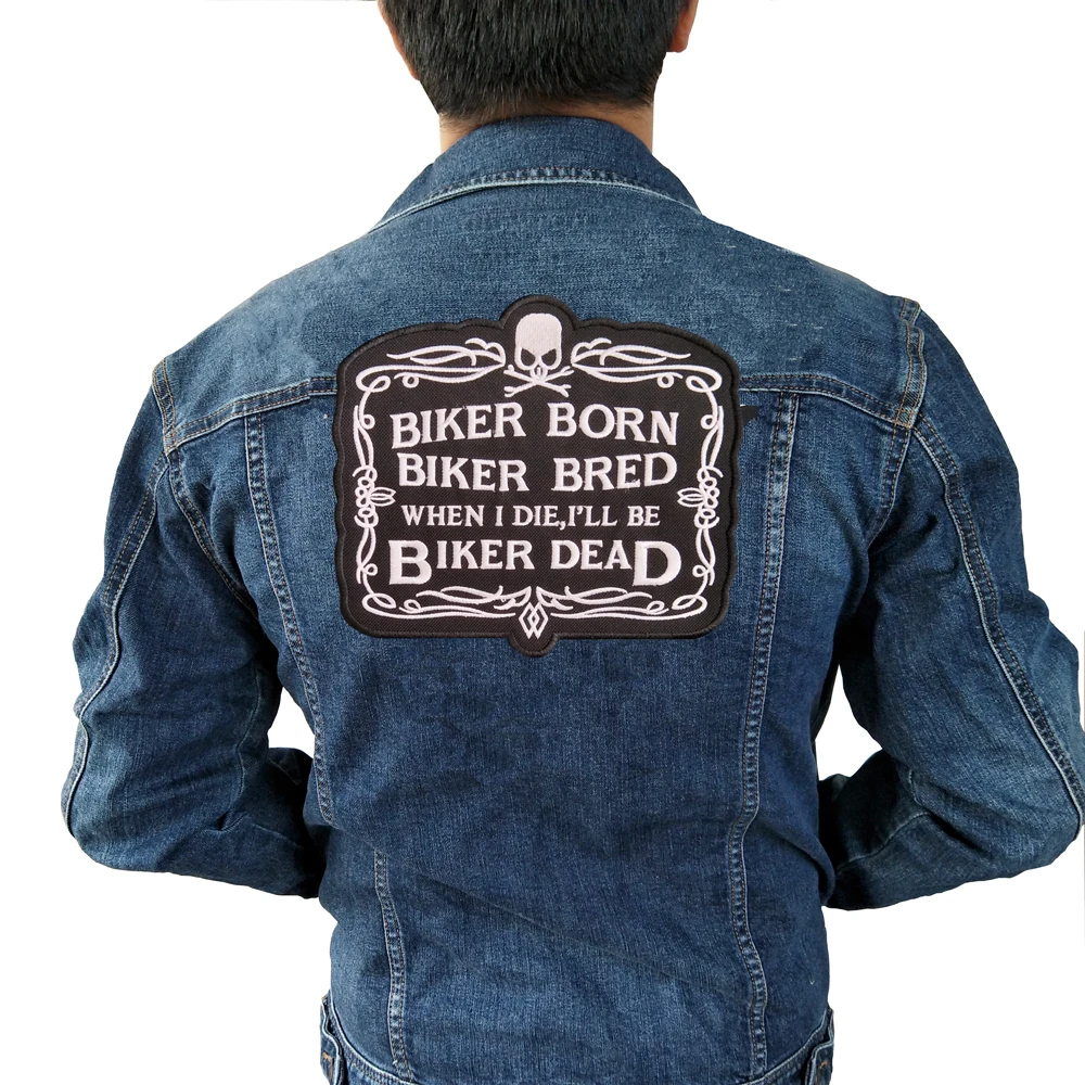 

biker born Iron On Patch Embroidered Applique Sewing Label punk biker Patches Clothes Stickers Apparel Accessories Badge