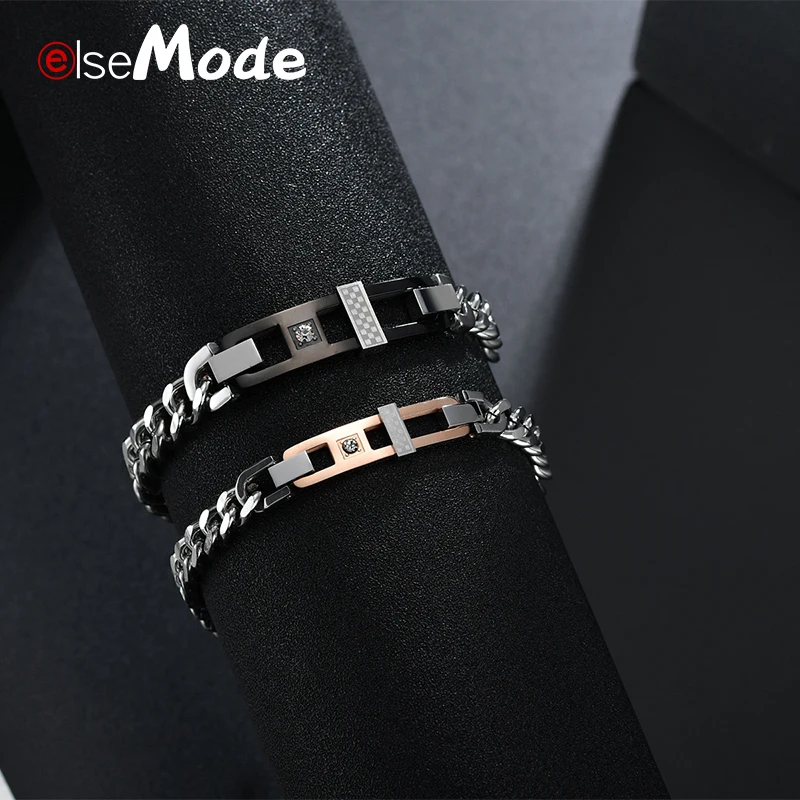 Браслеты ELSEMODE для влюбленных пар полые браслеты из нержавеющей стали с фианитами