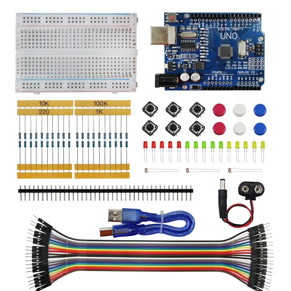 

Starter Kit UNO R3 mini Breadboard LED jumper wire button for Arduino