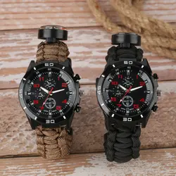 Выживания Открытый Универсальный мужские кварцевые часы с Campass уникальные модные дизайн плетеные браслеты Para шнур повседневное наручные