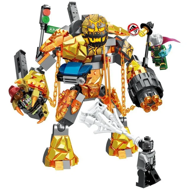 

2019 Super Heroes Spiderman Mysterio Molten Man Battle fit Marvel Avengers4 76128 figures Building Blocks Bricks Toys