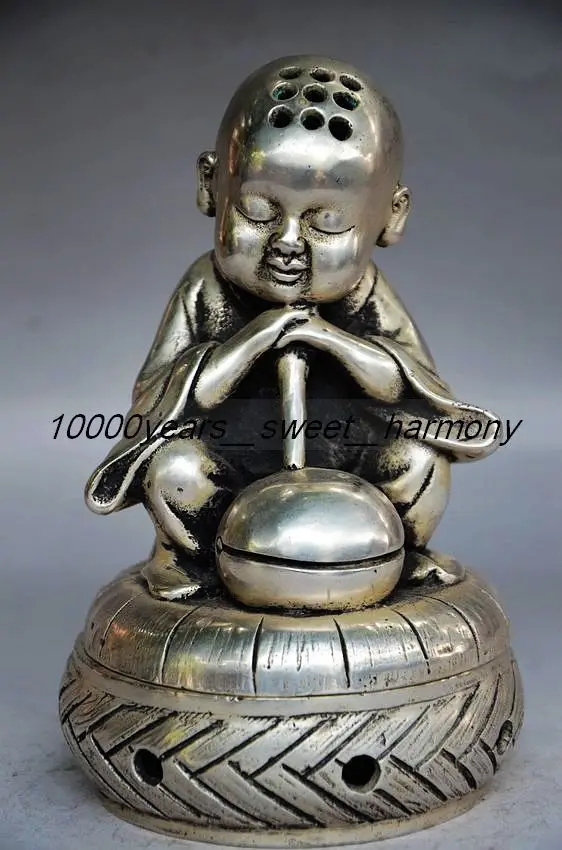 

SUPERB CHINESE SILVER COPPER BUDDHIST MONK Boddha Statue decoration gift furnishing articles metal crafts