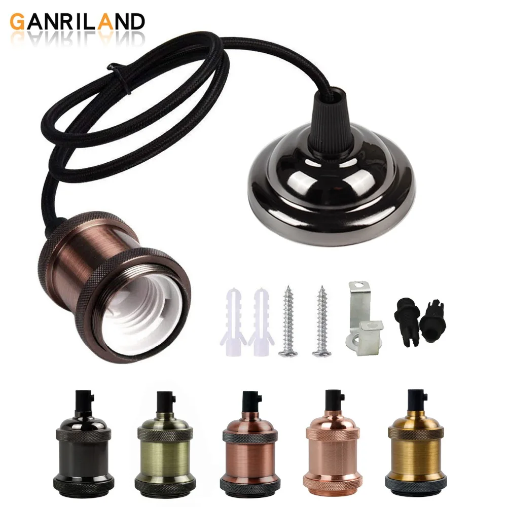 

GANRILAND Nordic Pendant Light Vintage Loft Led Lamp Bedroom Restaurant Hanging Light Fixtures E27 Lampshade DIY Home Decoration