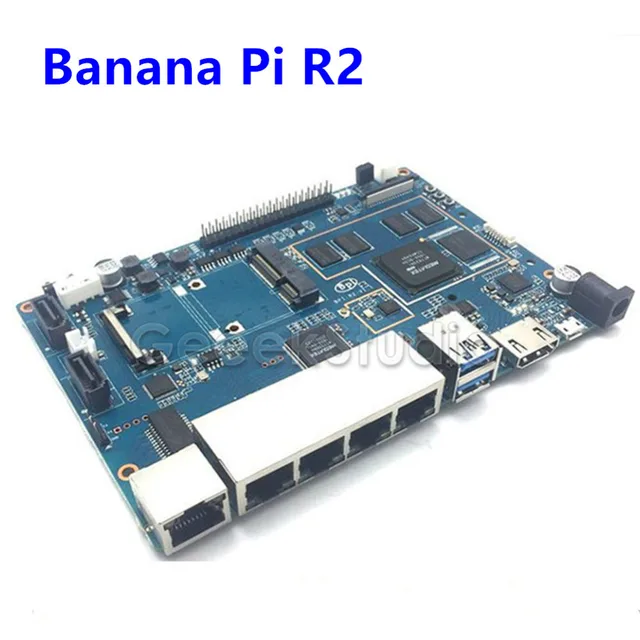 Best Price In Stock! Banana Pi R2 BPI-R2 Quad-Core 2GB RAM with SATA WiFi Bluetooth 8GB eMMC demo Single Board