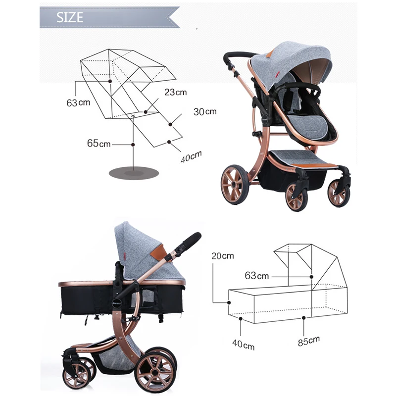 175 градусов Роскошная детская коляска 2 в 1 высоколандшафтная коляска Портативный складная детская коляска X дизайн рамная Подвеска детская