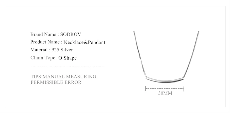 SODROV цепи ожерелье s 925 серебро простая палочка кулон ожерелье для женщин звено цепи хорошее ювелирное изделие серебро 925