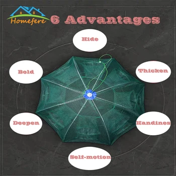 

12 Holes Fish Trap Strengthened Fishing Net Shrimp Cage Nylon Foldable Crab Fish Traps Cast Net Cast Folding Net