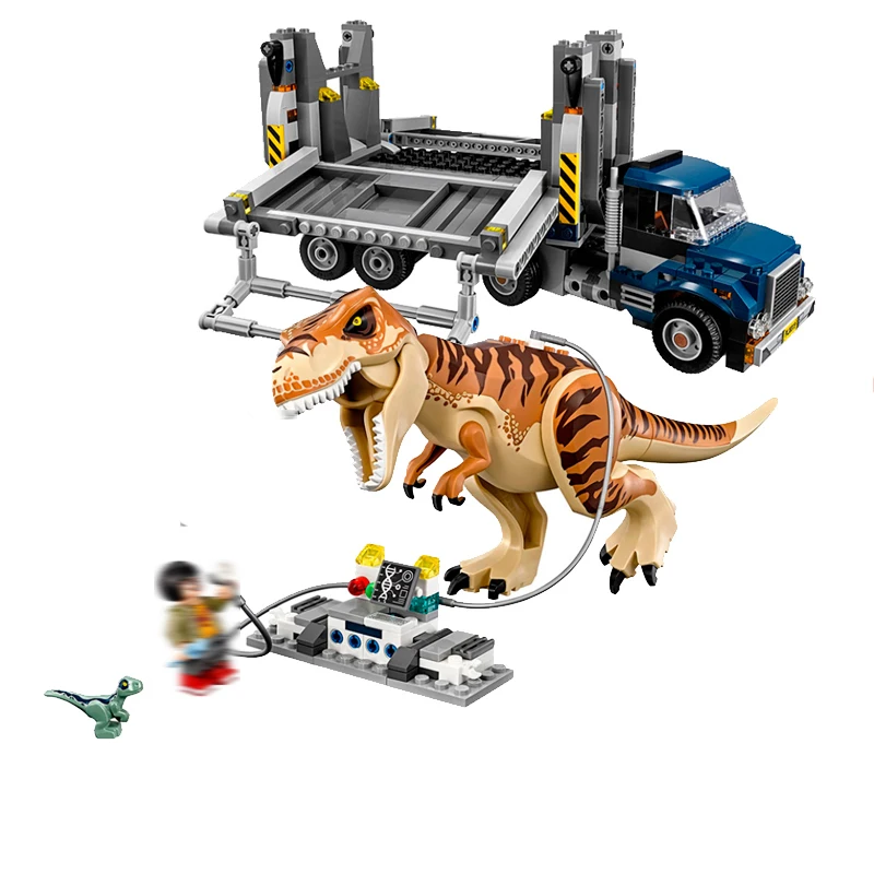 

New Bela 10927 638pcs Jurassic World The Tyrannosaurus Rex Transport Model Building Block Toys For Children 75933