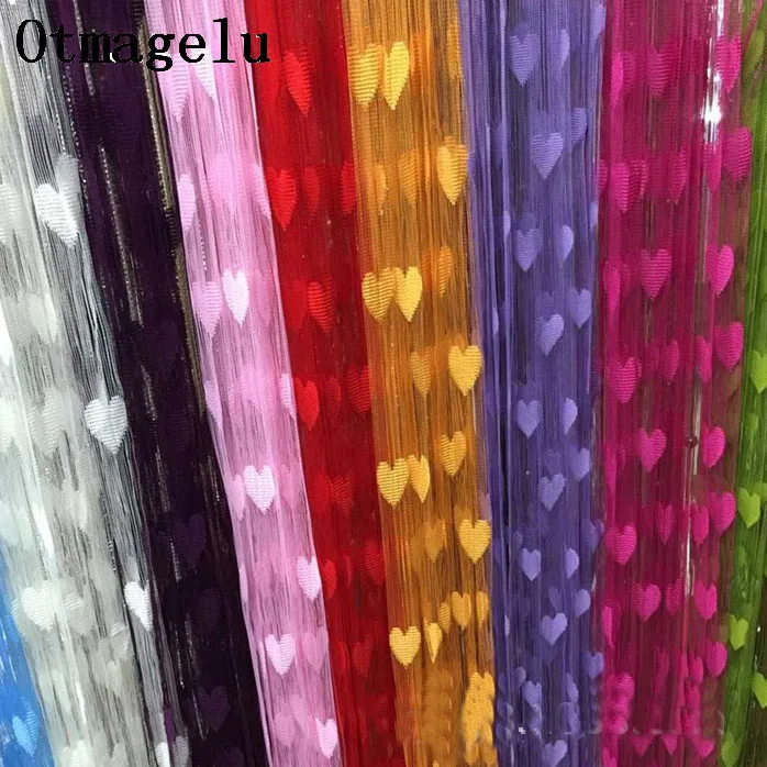 Love heart Line String Curtain Window Shades Door Divider Sheer Separate Curtain Romantic Wedding Decor Curtain Home Decoration4