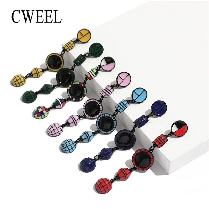 

CWEEL Drop Earrings for Women Wedding Punk Round Earring Female 2019 Big Bohemian Satement Vintage Christmas Beaded Earrings