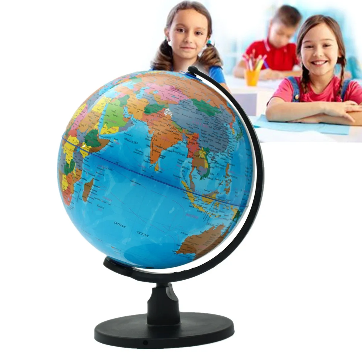 KiWarm 25 سنتيمتر العالم غلوب خريطة مع موقف قطب خريطة الأرض دراسة الجغرافيا أداة المنزل مكتب خزانة متجر سطح المكتب ديكور هدية