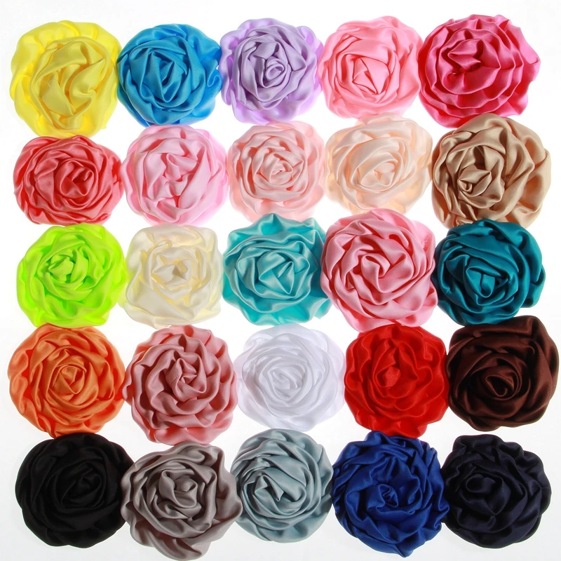 

5pcs 3" 7.6cm Chiffon Ruffles Rose Bud Flower Fashion Hair Accessories Decoration Flower DIY Accessory Without Hairclip