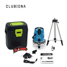 Функциональные 5 поперечных линий с вилкой европейского стандарта, 6 точек, самонивелирующийся вращающийся на 360 градусов Красный луч, перекрестный лазер со штативом