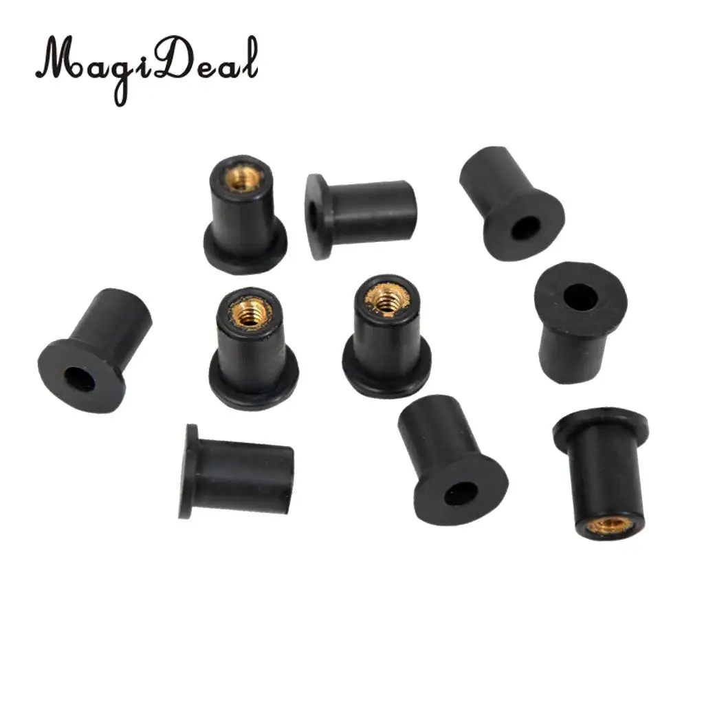 MagiDeal 18Pcs Rubber Well Nuts M4 M5 M6 Brass Metric Wellnuts Motorcycle Windscreen