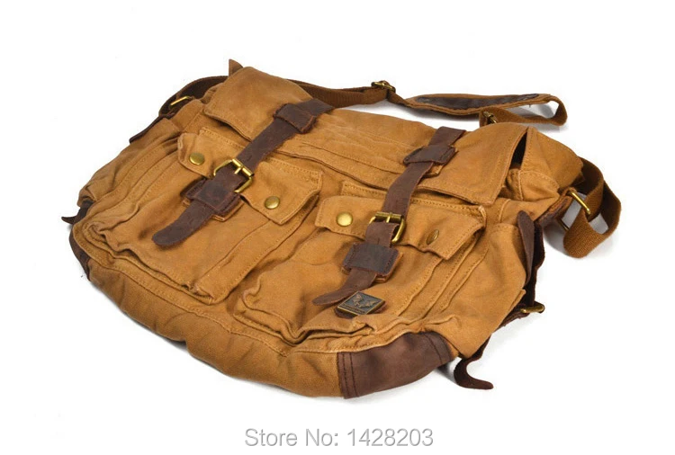 Модная винтажная кожаная холщовая мужская сумка-мессенджер, хлопковая Холщовая Сумка через плечо, мужская сумка на плечо, Повседневная сумка-слинг
