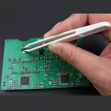 Чистый пластиковый пинцет для штампов портативный белый прямой изгиб для мобильного телефона ESD depuractive пинцет