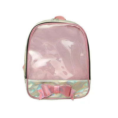 Модные лазерные прозрачные женские рюкзаки с милым бантом Ita, школьные сумки для девочек-подростков, прозрачный ПВХ водонепроницаемый Желейный женский рюкзак - Цвет: Pink