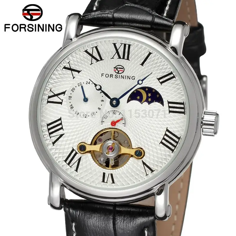 

FSG800M3S5 new product for Automatic watch with moon phase black genuine leather strap gift box free shipping fashion watch
