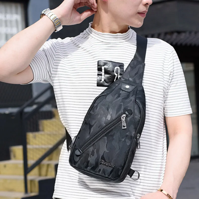 Men Backpack Anti Theft Canvas Chest Bag USB Rechargeable Teenager Single Shoulder Bag Boy Casual Mochila Sac A Dos Homme BP0216 (14)