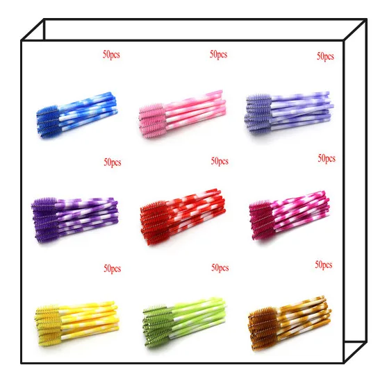 Hot 50Pcs/Set Disposable Silicone Mascara Wands Eyelash Extention Brushes Makeup Tool High Quality