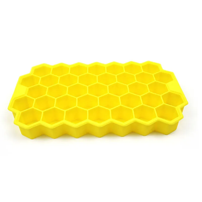 37 ячеек, сотовый кубик льда, сделай сам, Силиконовая сетка для льда, Штабелируемая форма в виде пчелиных сот, коробка для льда, кухонная форма для льда, формы для напитков - Цвет: Цвет: желтый