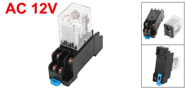 HH52P-L AC 36V Coil 8 Terminals 35mm DIN Rail Red Light Power Relay w Socket