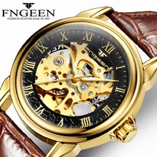 FNGEEN Luxury Men's Watch Top Brand Automatic Mechanical Wristwatch Gold Men Watches Hollow Dial Leather Strap Masculino Hombre FNGEEN Luxury Men's Watch Top Brand Automatic Mechanical Wristwatch Gold Men Watches Hollow Dial Leather Strap Masculino Hombre
