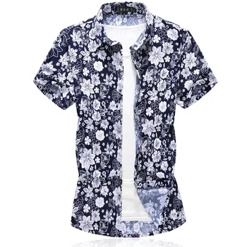 

M-7XL mens shirts casual slim fit high quality men shirts short-sleeveElastic mercerized cotton short sleeve shirts men dress