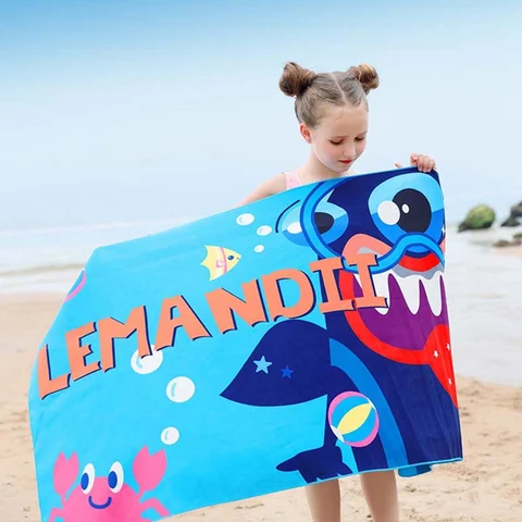 Swim de Natação dos Desenhos Toalha de Banho Toalha de Secagem Absorvente de Água Crianças Novidades Leve Sombrinha Animados Impresso Rápida Toalha
