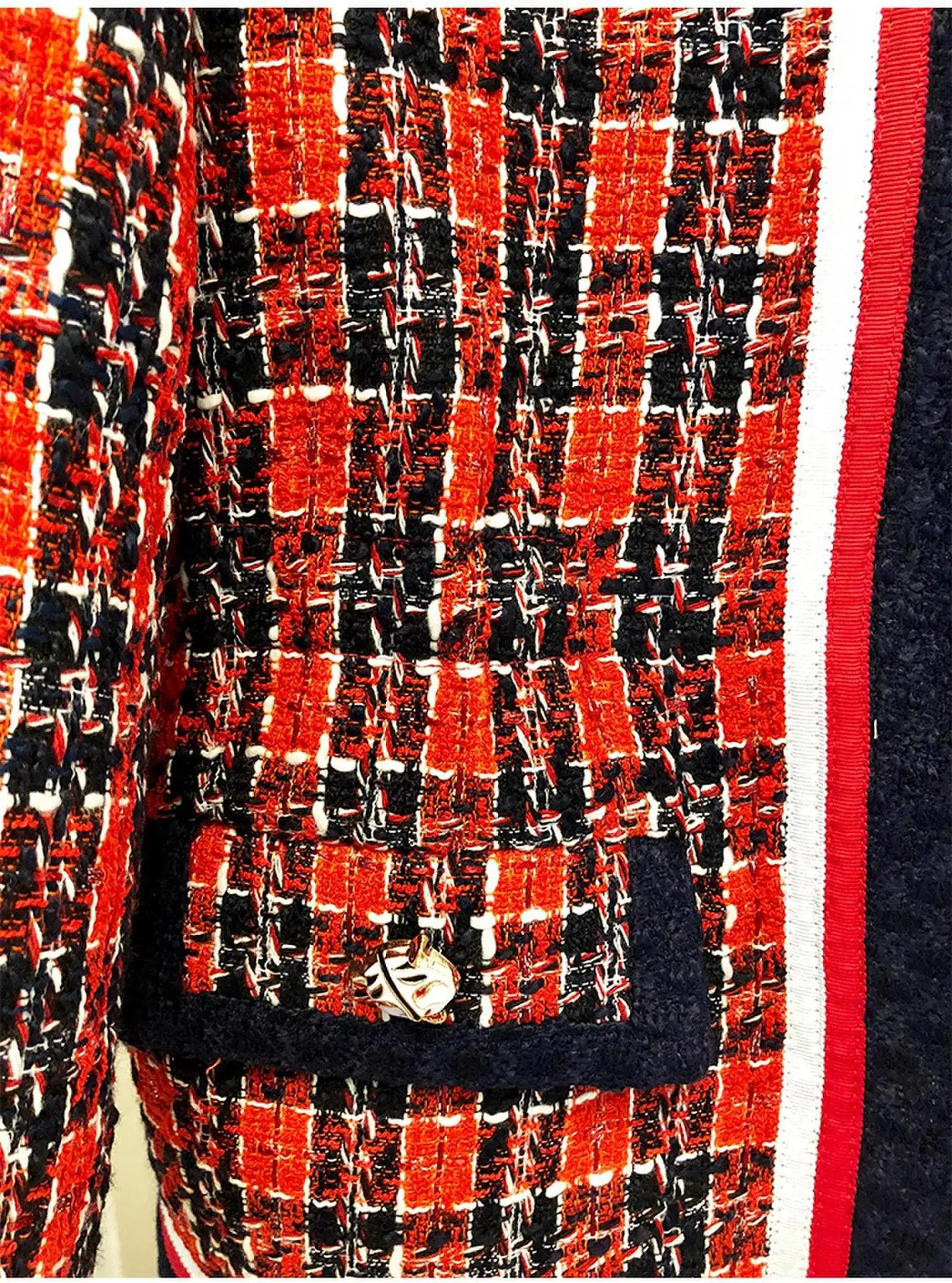 Осень-зима, подиумная дизайнерская женская красная клетчатая куртка, однобортное пальто с животными, на пуговицах, твидовая женская одежда Y199
